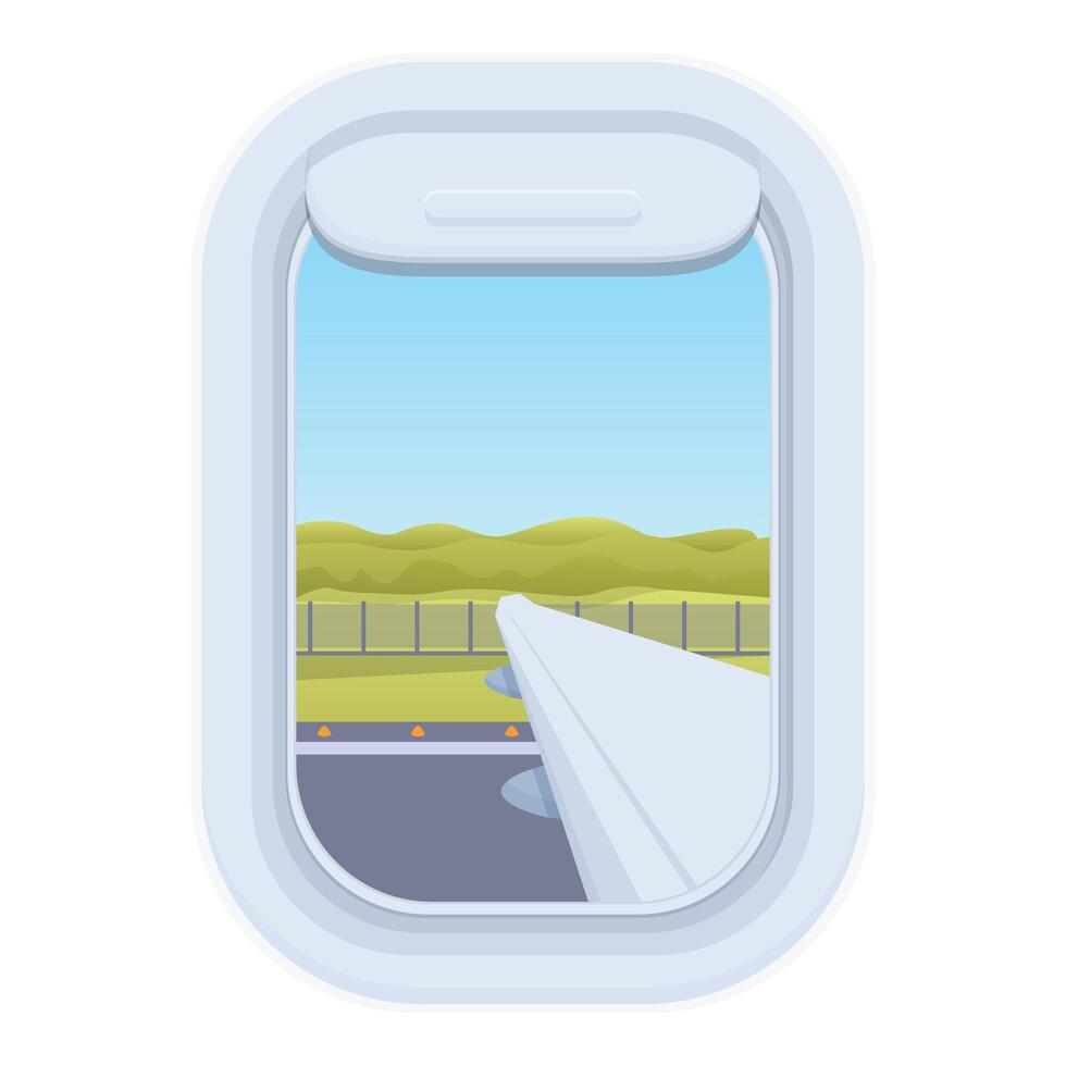 Transport window plane icon cartoon vector. Trip airborne vector