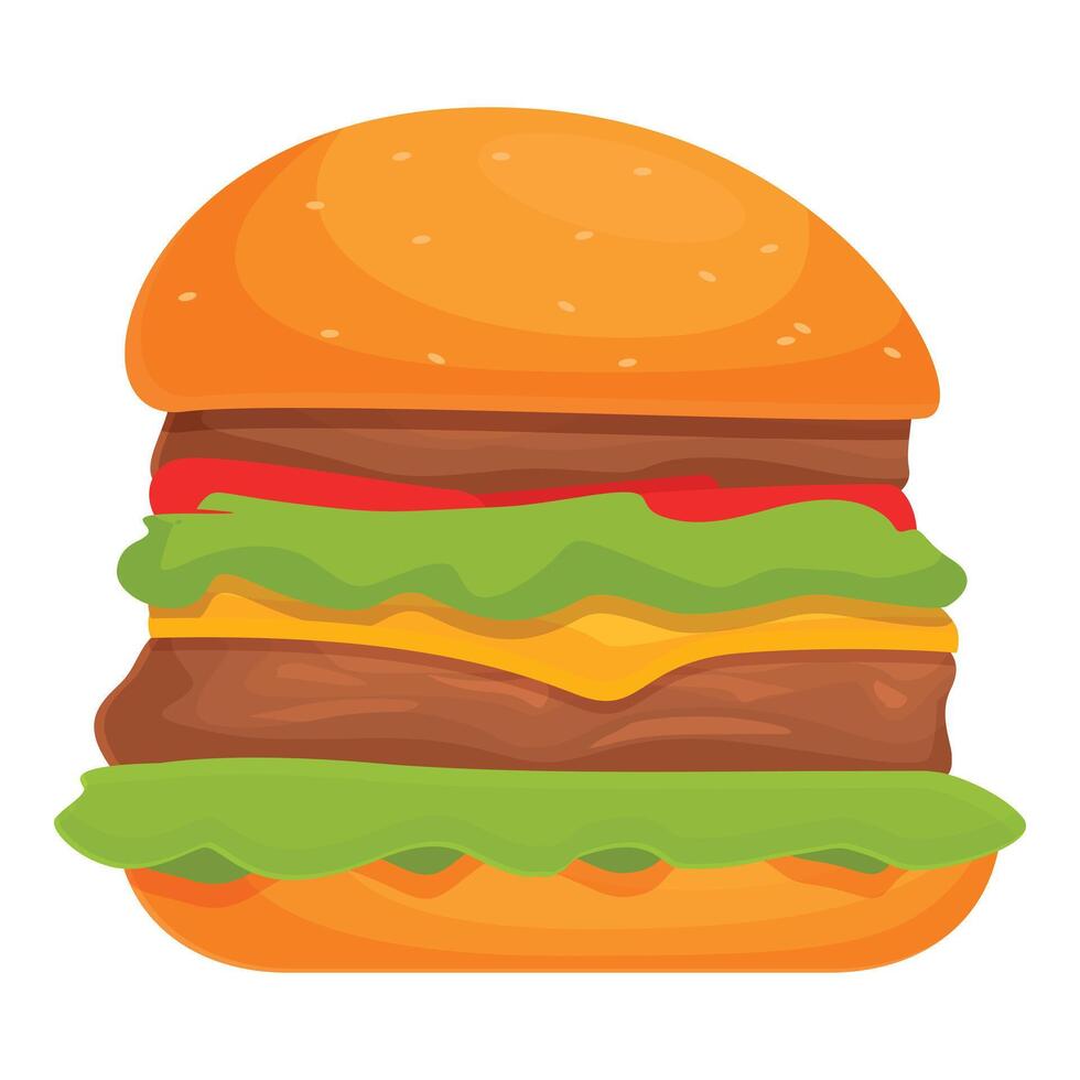 Big burger icon cartoon vector. Fat slice ingredient vector