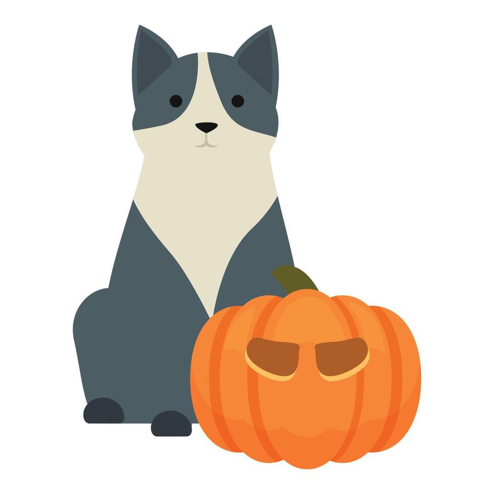 Pumpkin party icon cartoon vector. Kitty treat vector