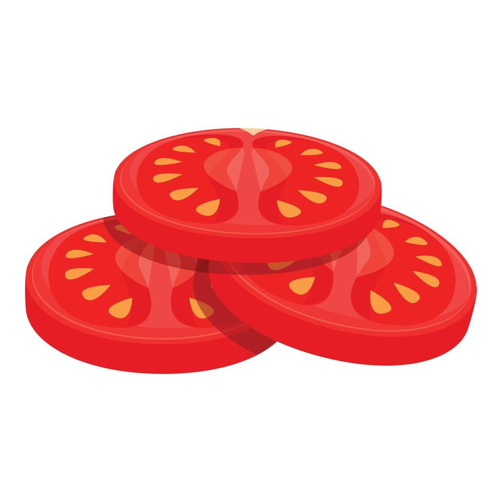 Tomatoes slices for burger icon cartoon vector. Fast food vector