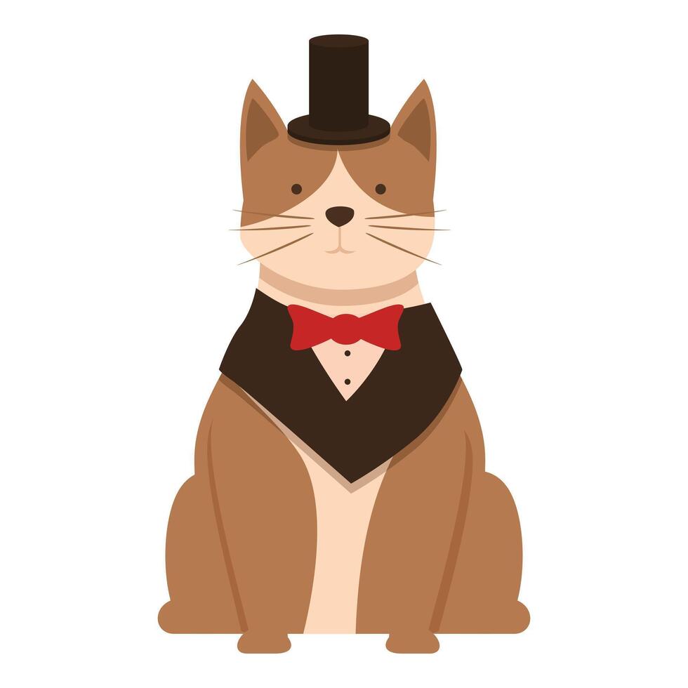 Elegant costume cat icon cartoon vector. Mascot pet vector
