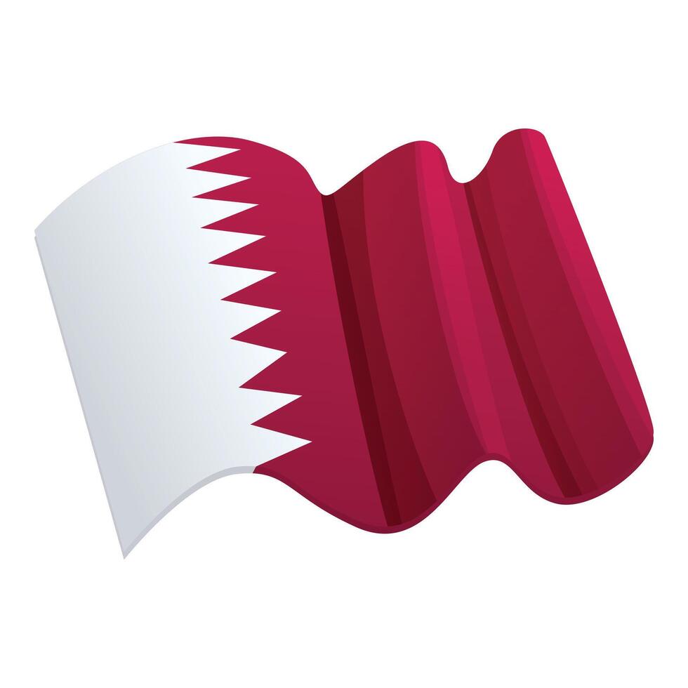 Wind flag Qatar icon cartoon vector. Sport arena vector