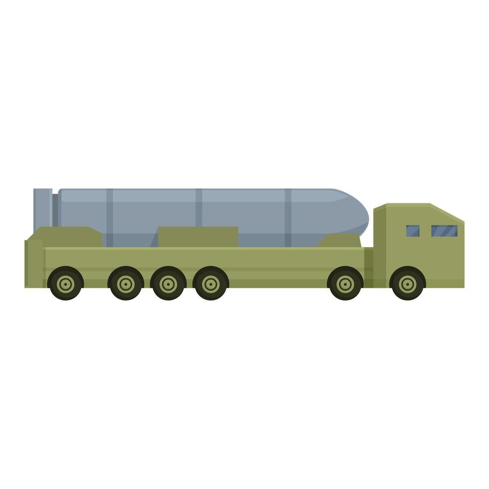 Ground nuclear truck icon cartoon vector. Missile battle vector