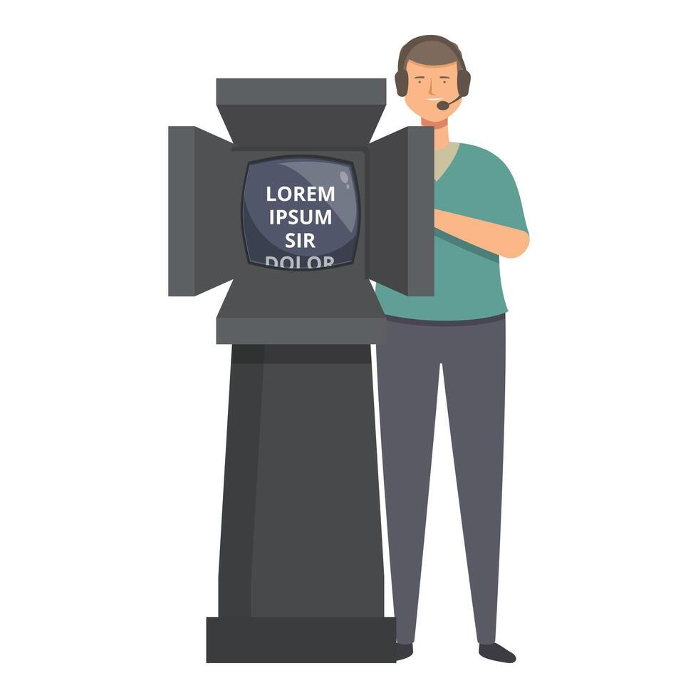 News production teleprompter icon cartoon vector. Media host vector