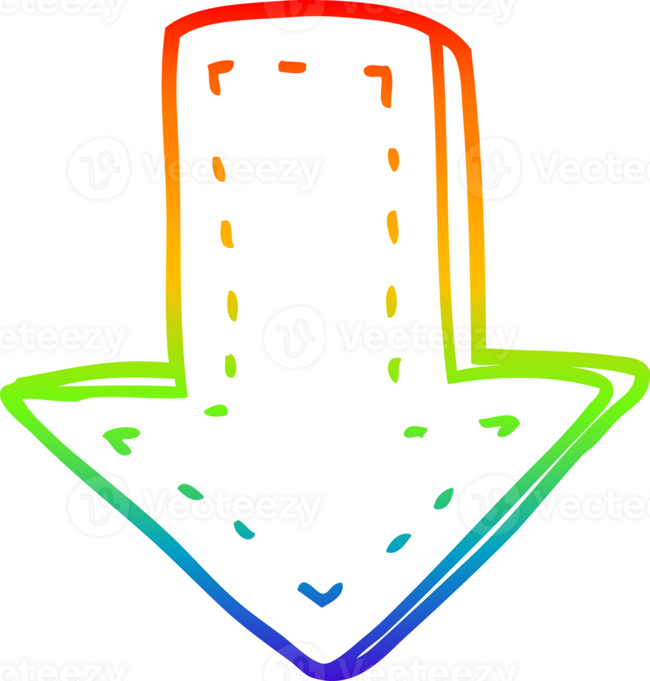 rainbow gradient line drawing cartoon pointing arrow png