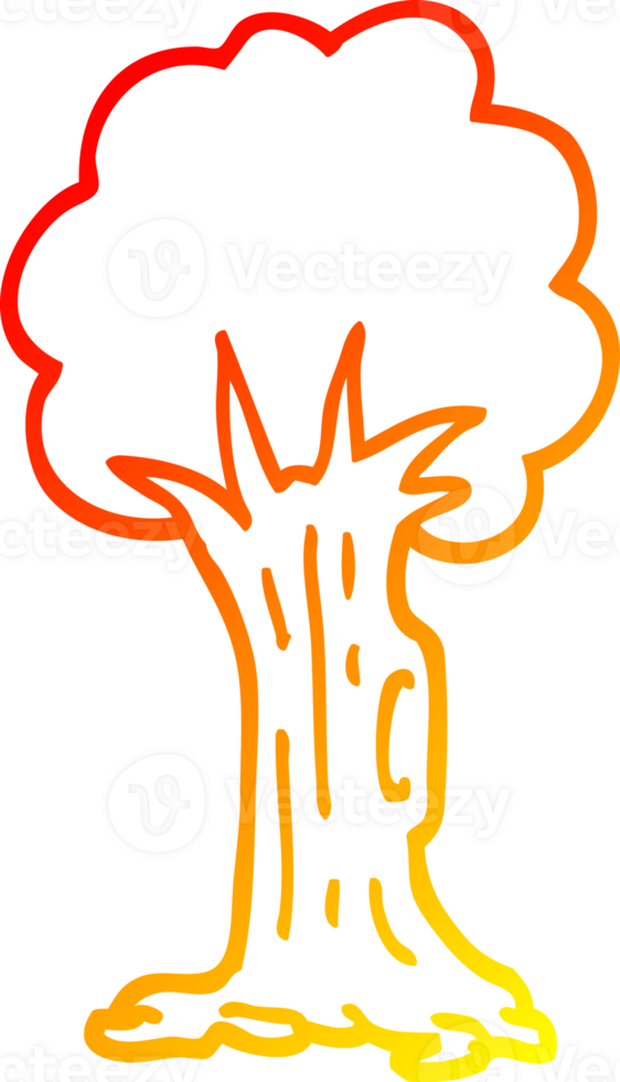 warm gradient line drawing cartoon tree png