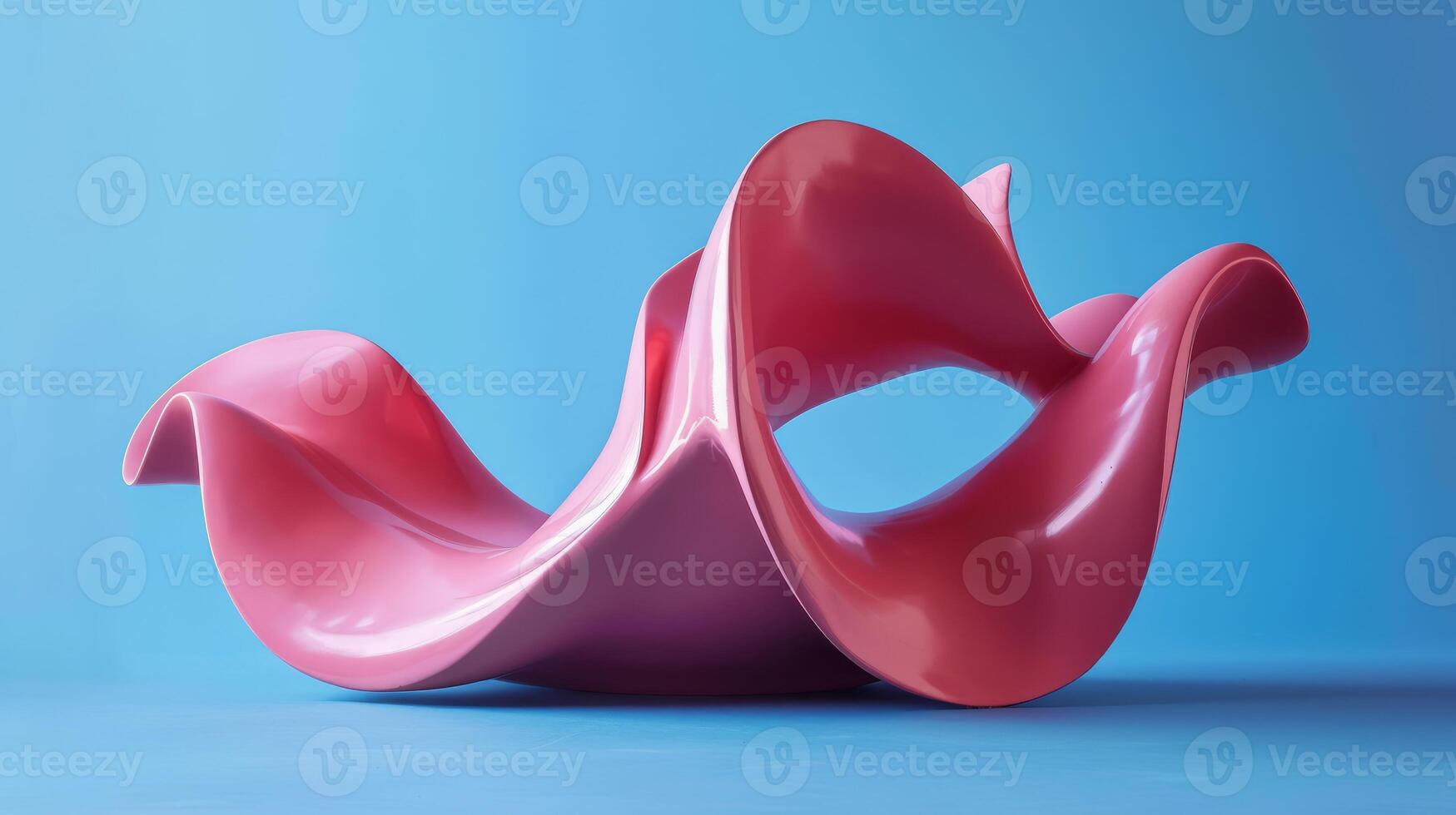 AI generated Abstract Fluid Pink Sculpture on Blue Background photo