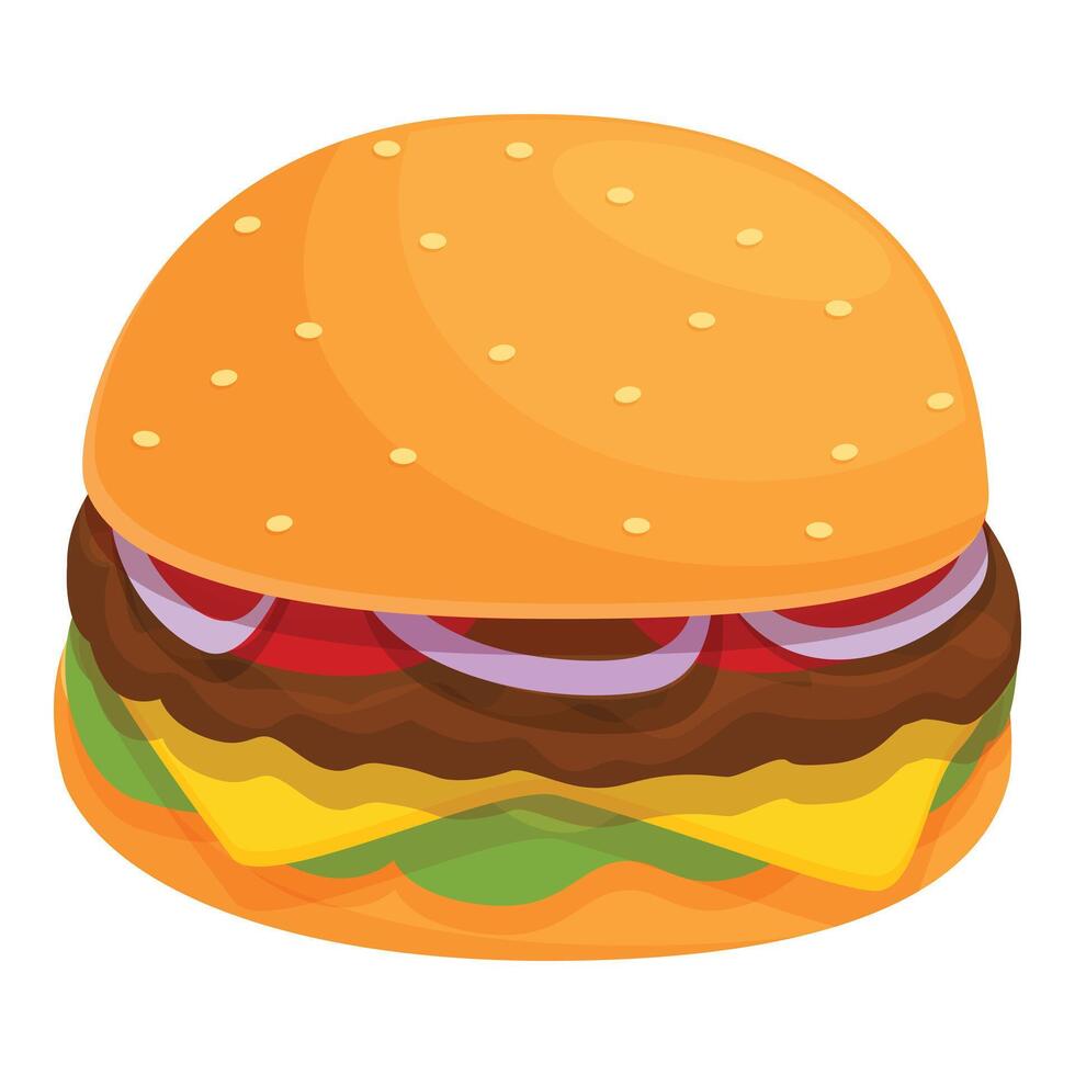 Succulent burger icon cartoon vector. Fast food meal vector