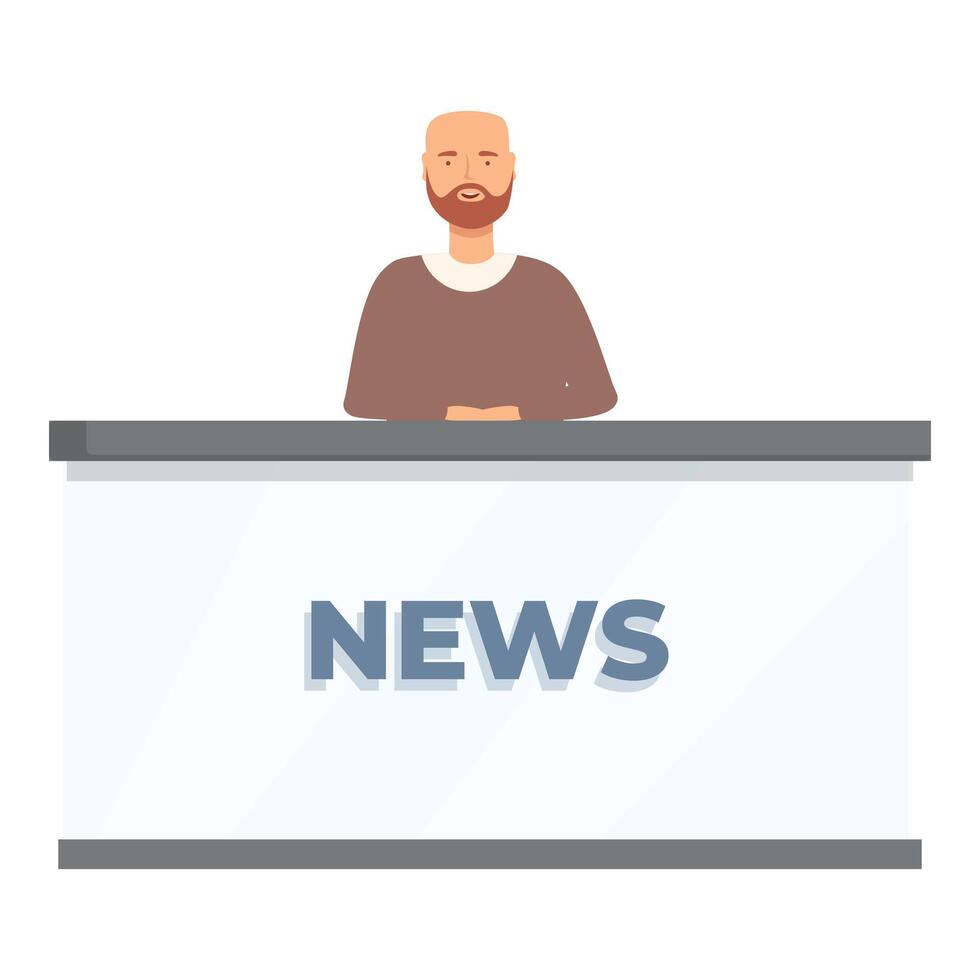 News studio show icon cartoon vector. Online tv host vector