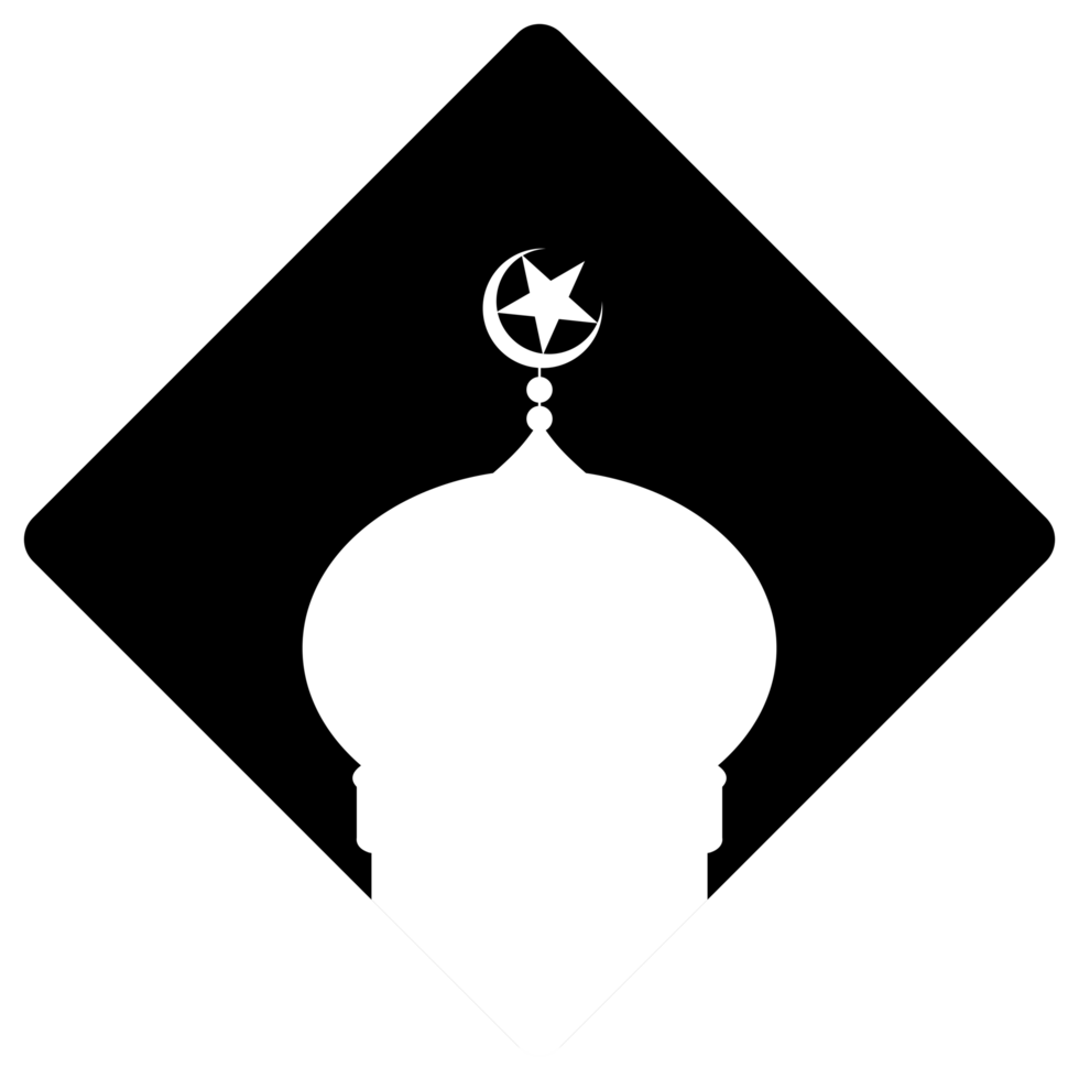 Mosque Sign Silhouette, Flat Style, can use for Icon, Symbol, Apps, Website, Pictogram, Art Illustration, Logo Gram, or Graphic Design Element. Format PNG