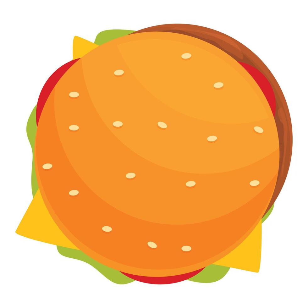 Top view burger icon cartoon vector. Beef party vector