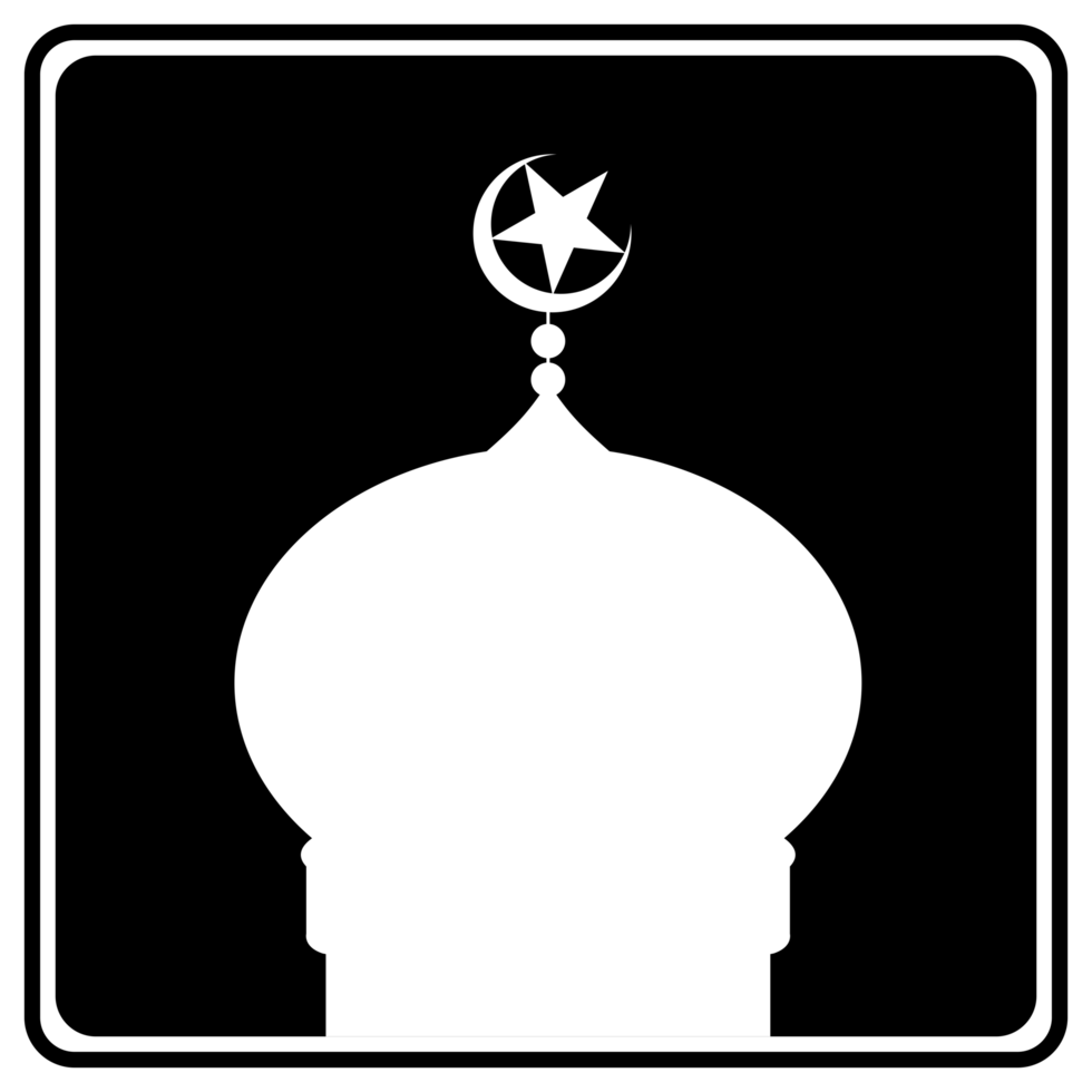 Mosque Sign Silhouette, Flat Style, can use for Icon, Symbol, Apps, Website, Pictogram, Art Illustration, Logo Gram, or Graphic Design Element. Format PNG