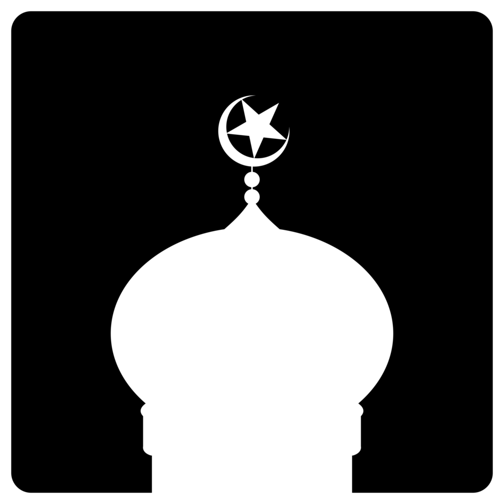 Mosque Sign Silhouette, Flat Style, can use for Icon, Symbol, Apps, Website, Pictogram, Art Illustration, Logo Gram, or Graphic Design Element. Format PNG