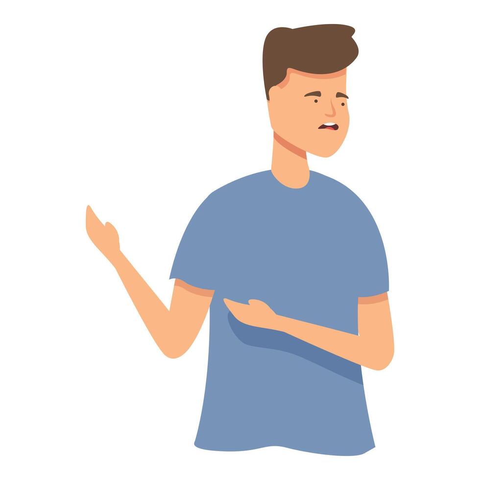 Sad boy talk icon cartoon vector. Irate problem vector