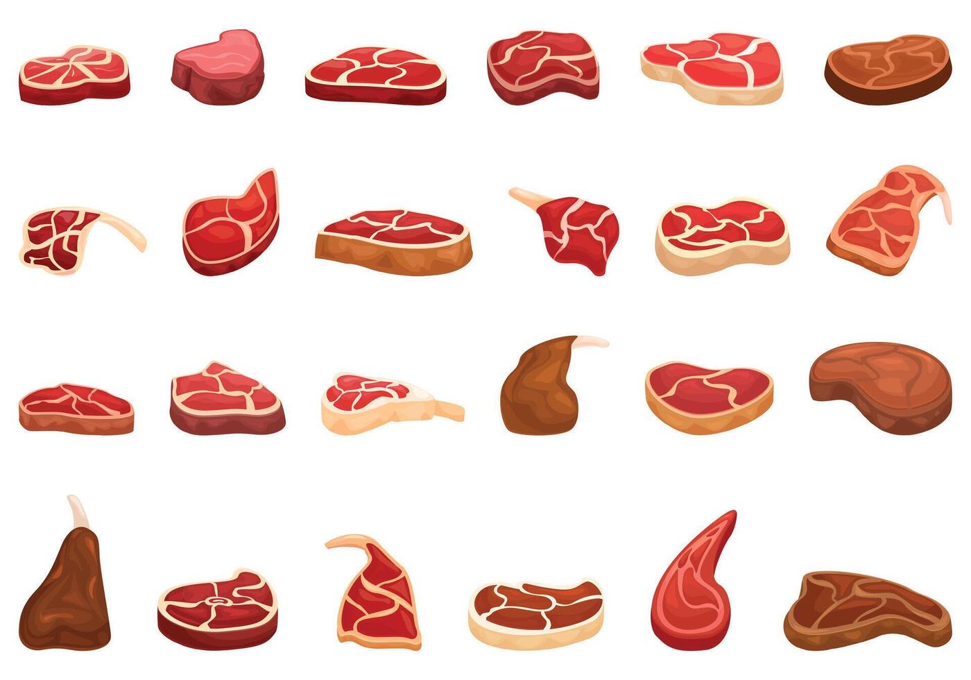 Lamb chop icons set cartoon vector. Meat product vector