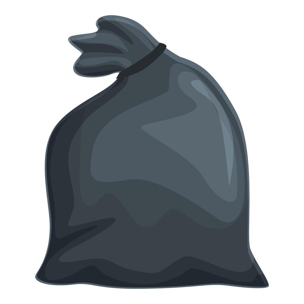 Black garbage bag icon cartoon vector. Eco item vector