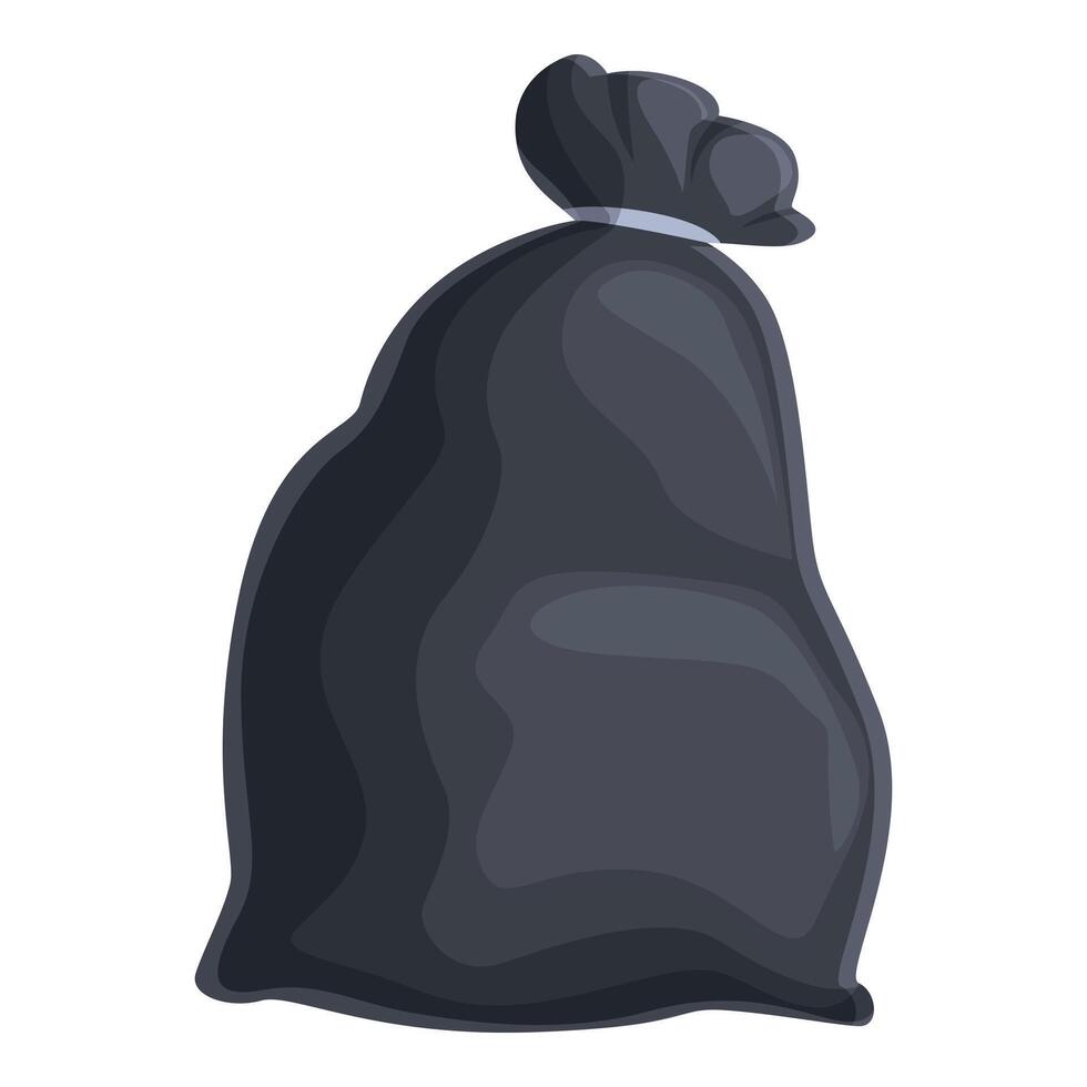 Black garbage bag icon cartoon vector. Paper container vector