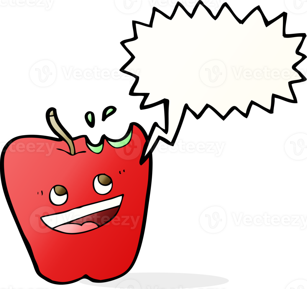 happy apple cartoon with speech bubble png