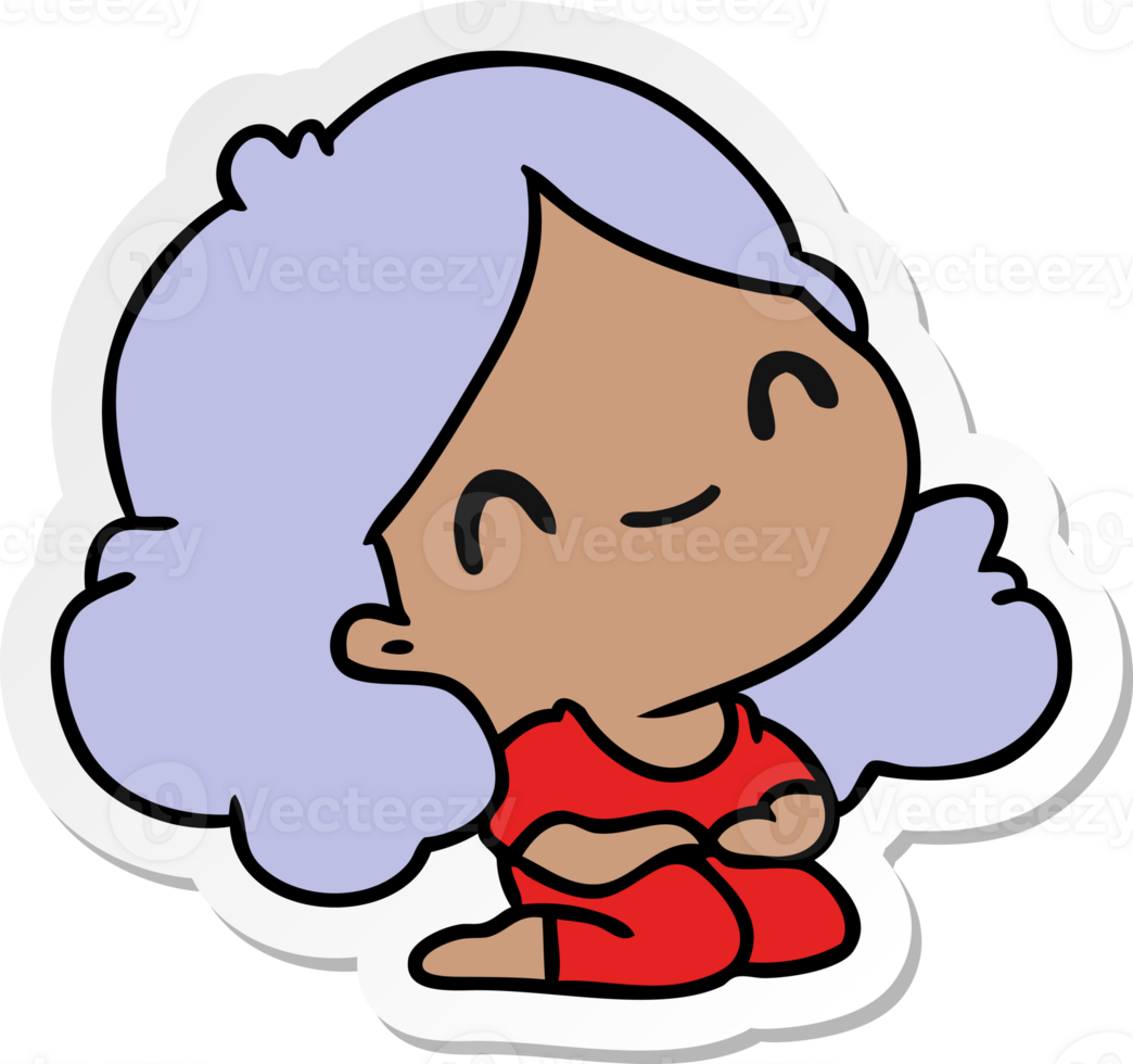sticker cartoon of a cute kawaii girl png