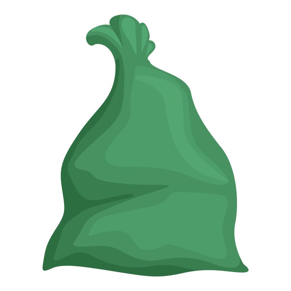 Green eco waste icon cartoon vector. Bin trash bag vector