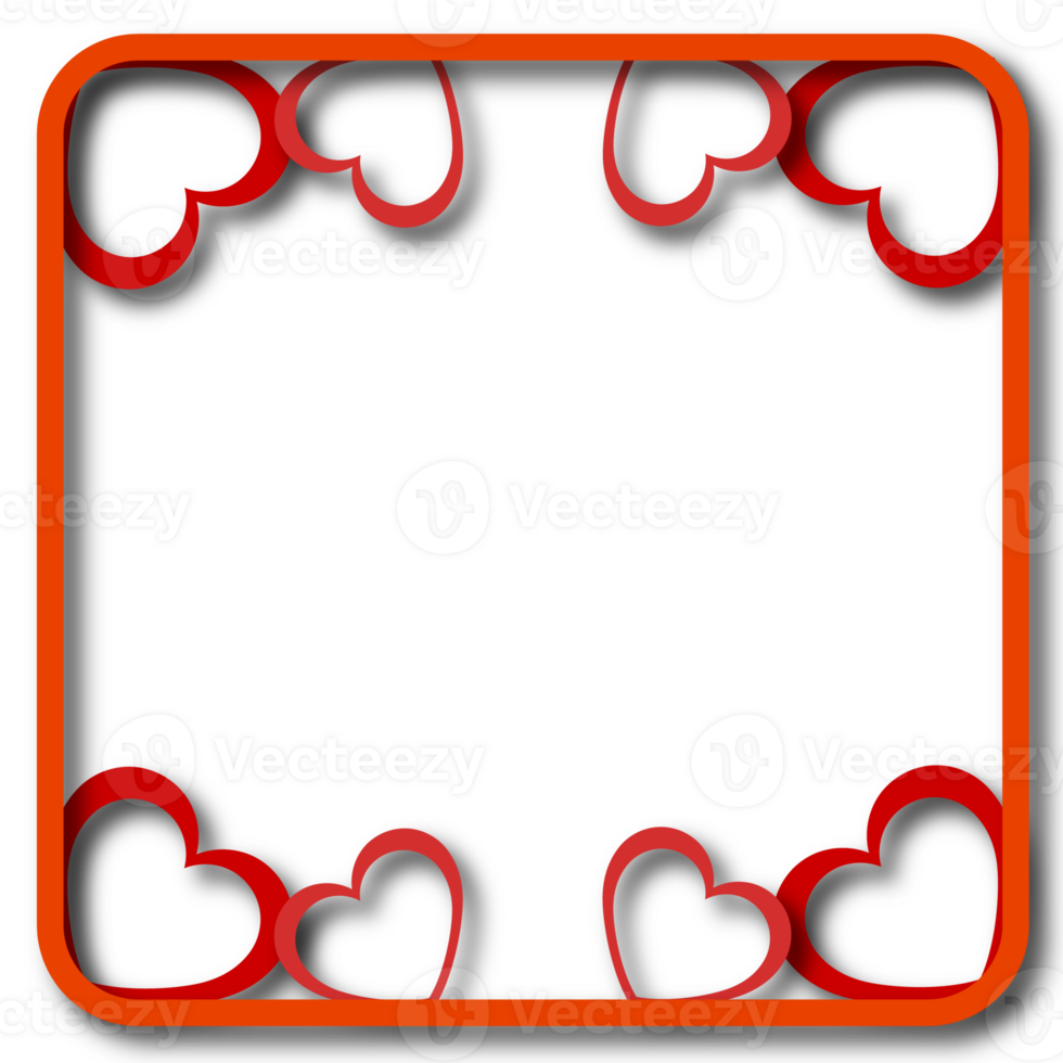 3d Papercut heart Frame for Valentine's Day, Mother's Day, women's Day. png
