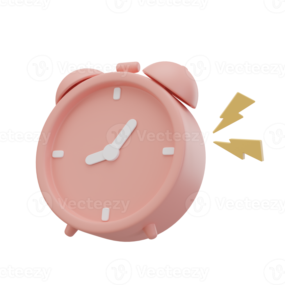 3D rendering vintage alarm clock. Minimal creative concept. png