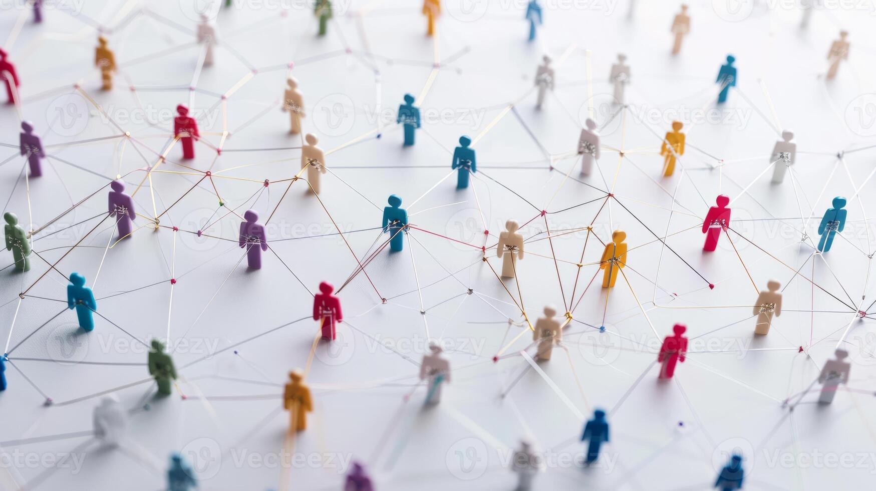 AI generated Abstract Social Network with Connected Figures photo