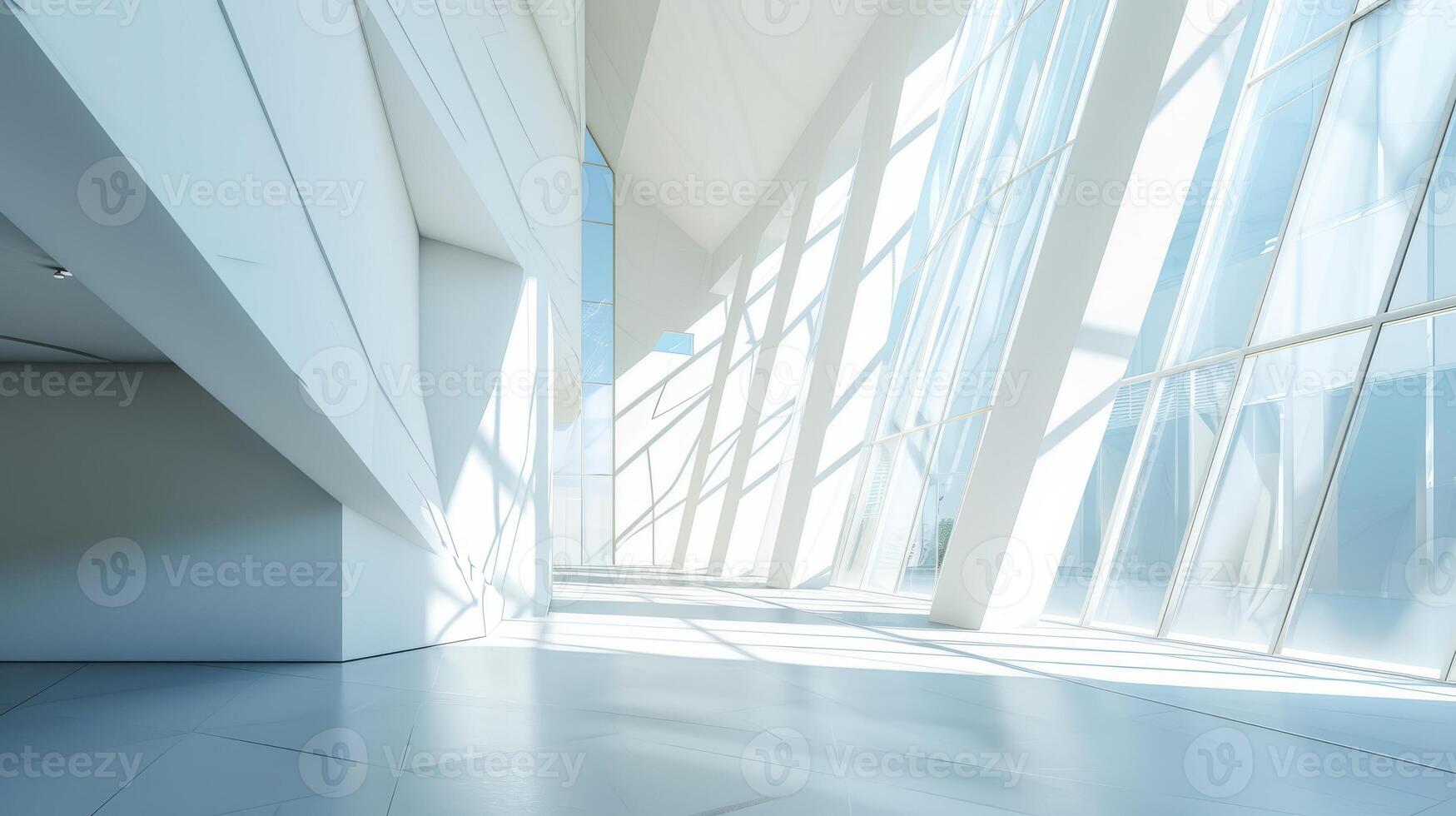 AI generated Modern Architecture Interior with Geometric Shadows photo