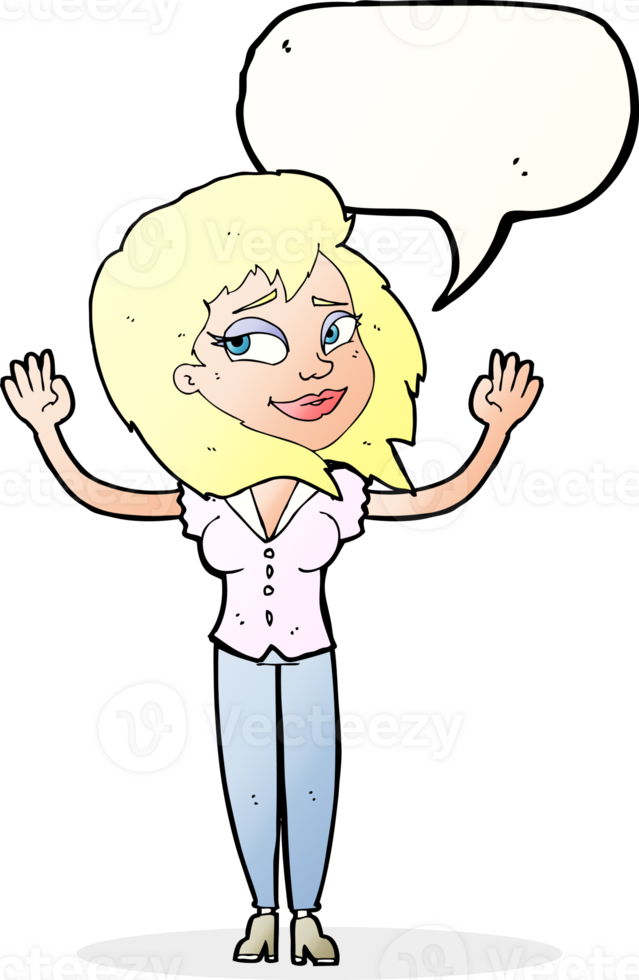 cartoon woman giving up with speech bubble png