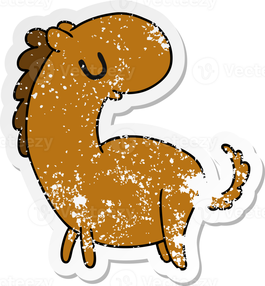 distressed sticker cartoon kawaii of a cute horse png