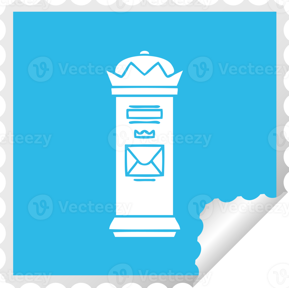 square peeling sticker cartoon british post box png