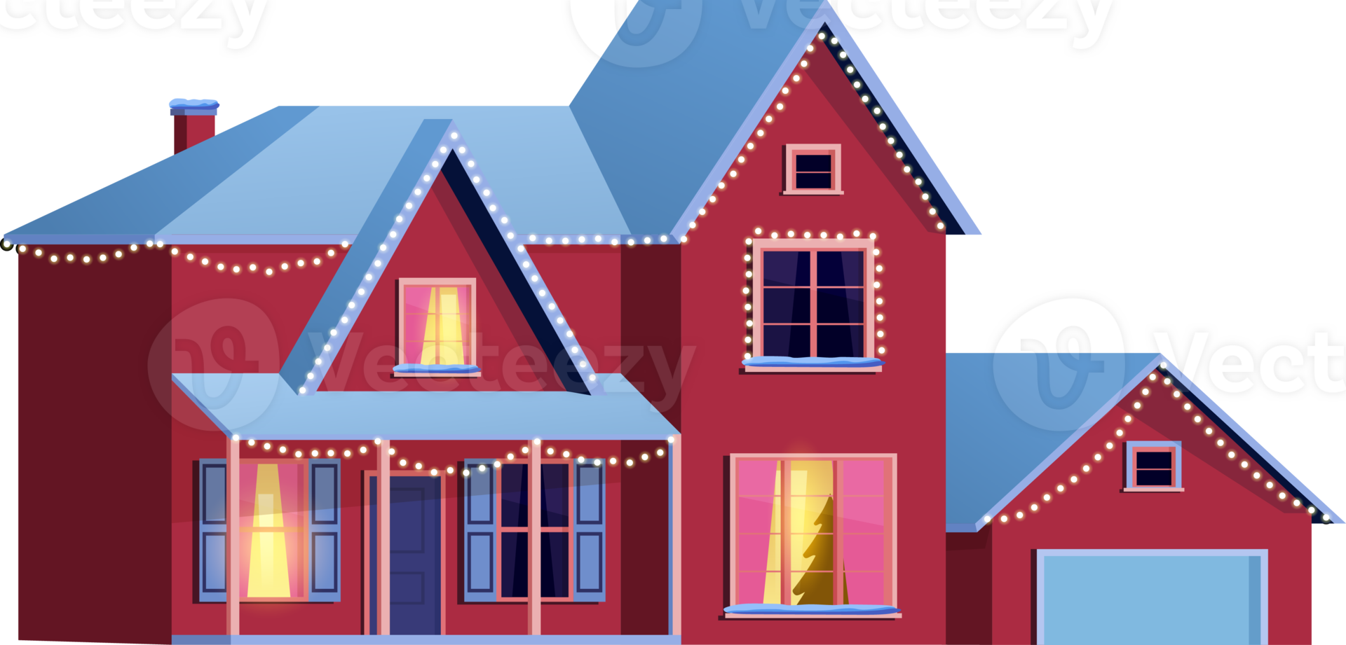 Winter house with christmas decoration png