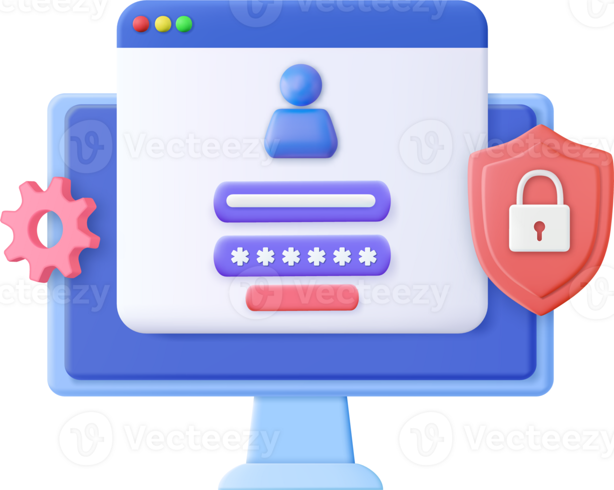 3d Login and password concept png