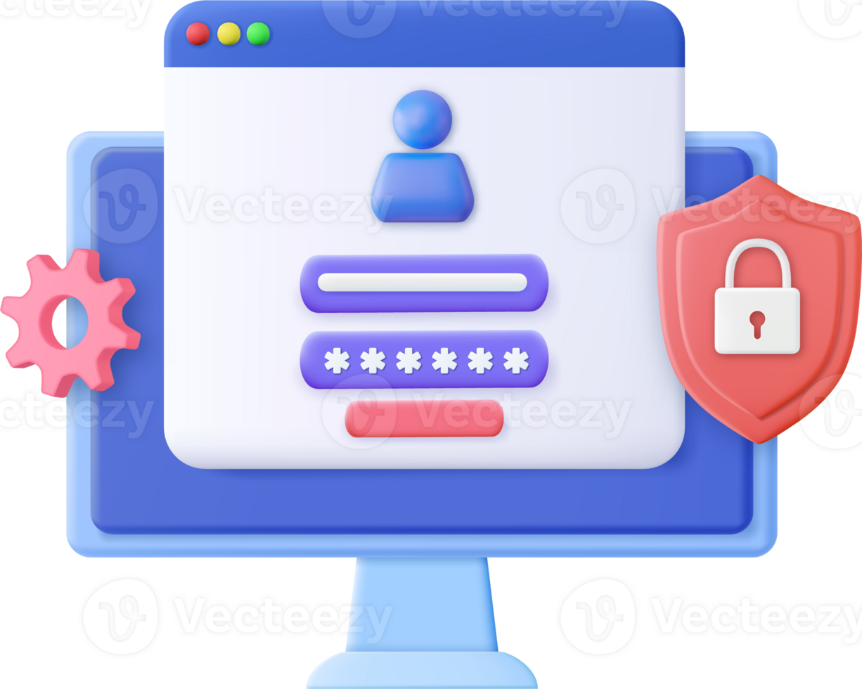 3d Conecte-se e senha conceito png