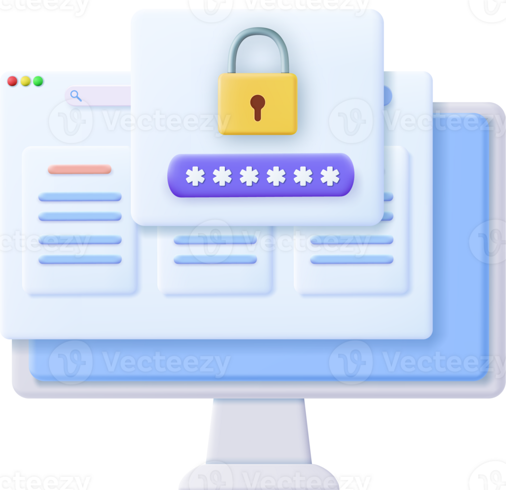 3d Password security access website notice png