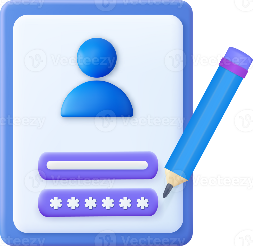 3d Account login and password form png