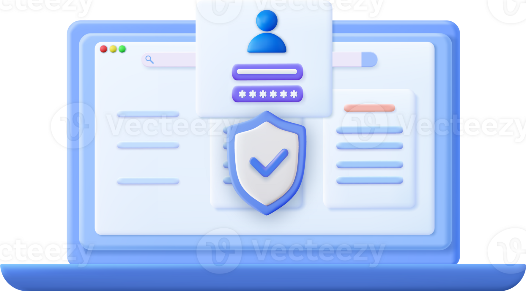 3d Login and password concept png