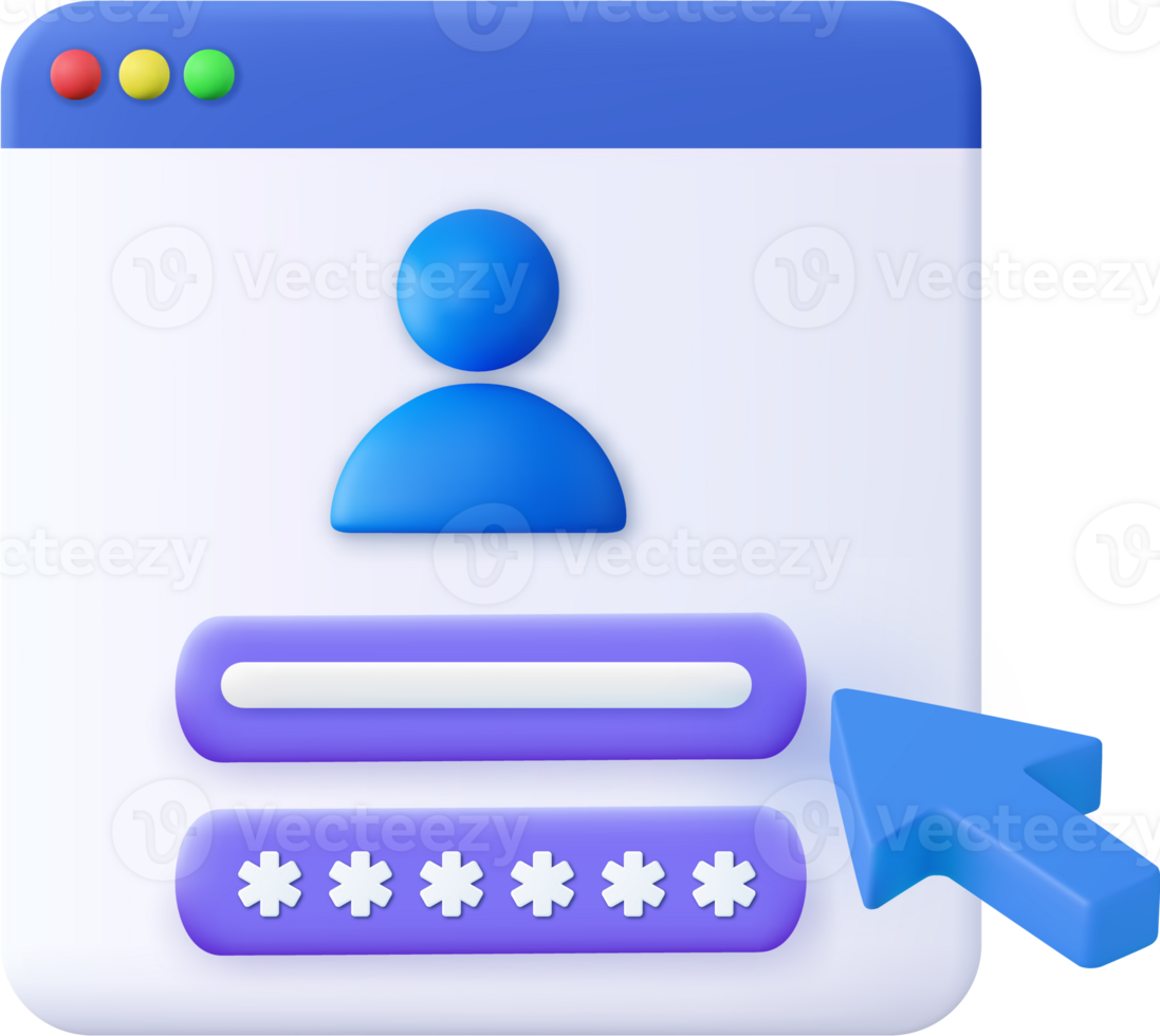 3d user Login form page. png