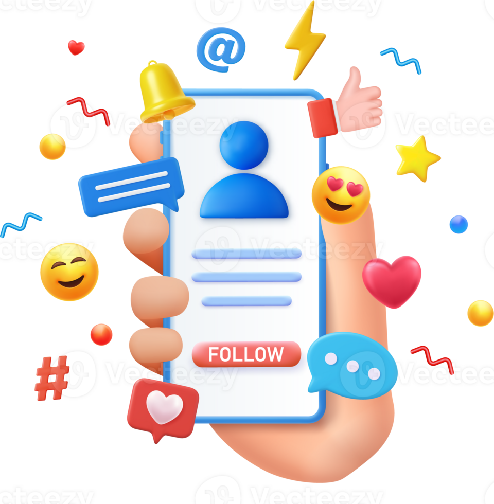 3d Social media platform, png