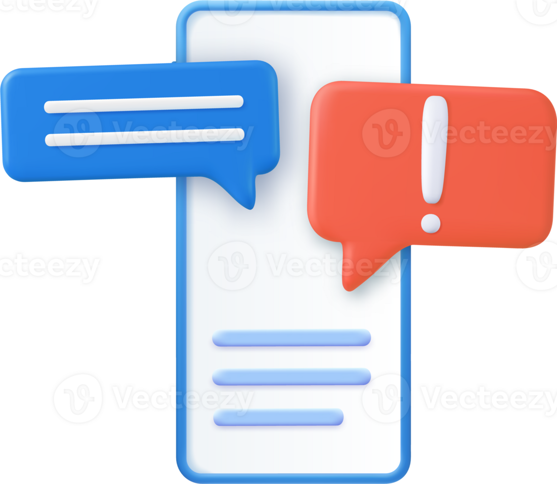 3d Smartphone with exclamation point png