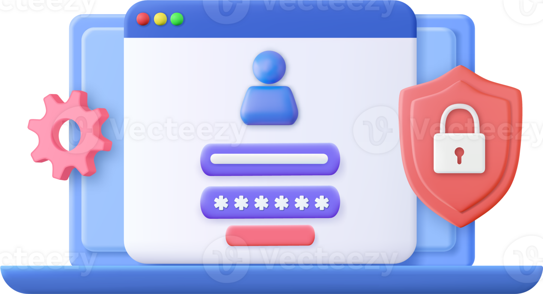 3d Login and password concept png