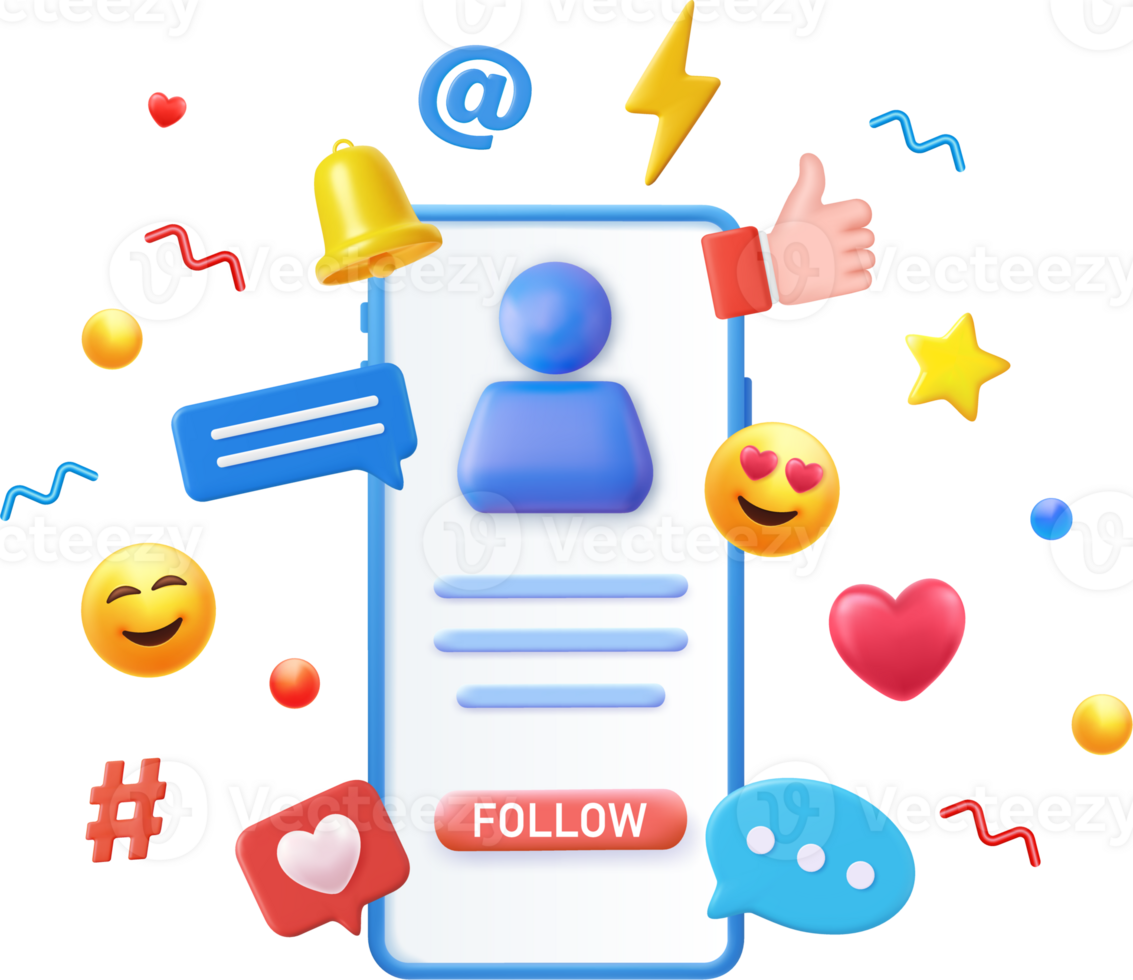 3d Social media platform, png
