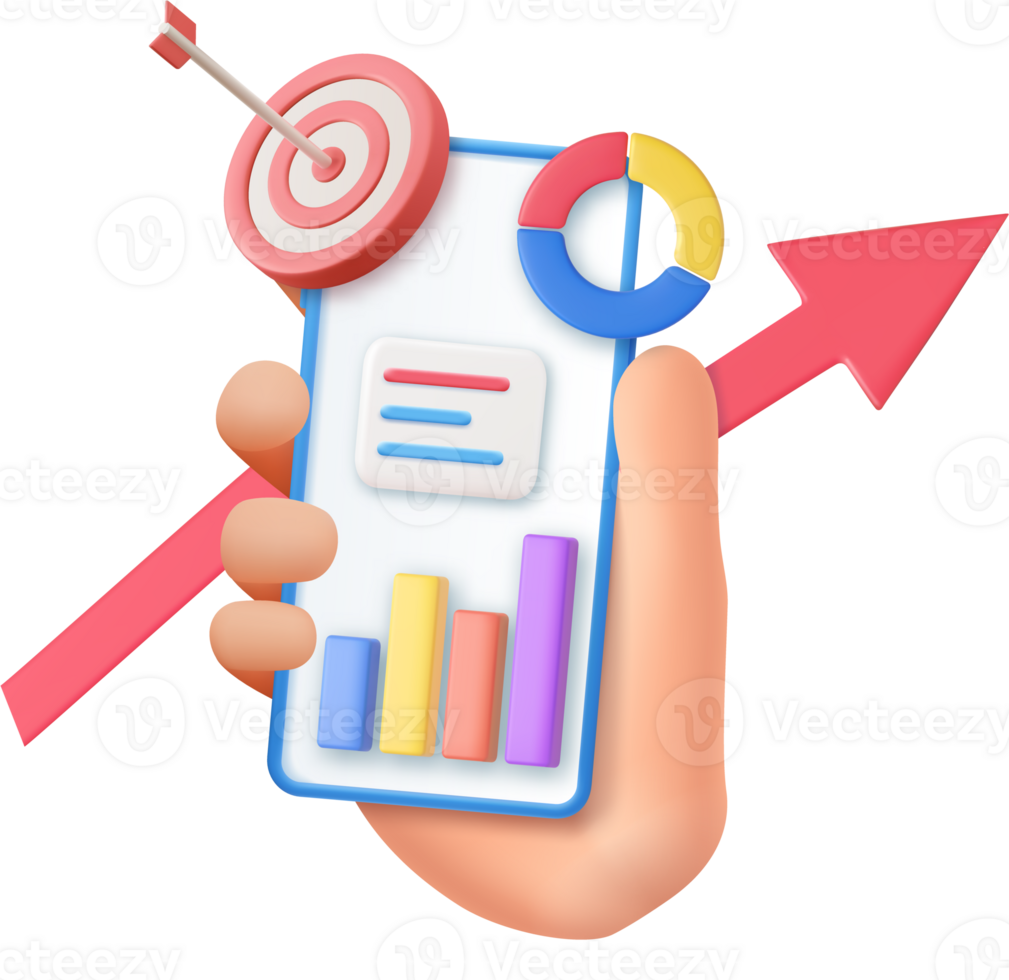 3d Hand holding mobile phone png