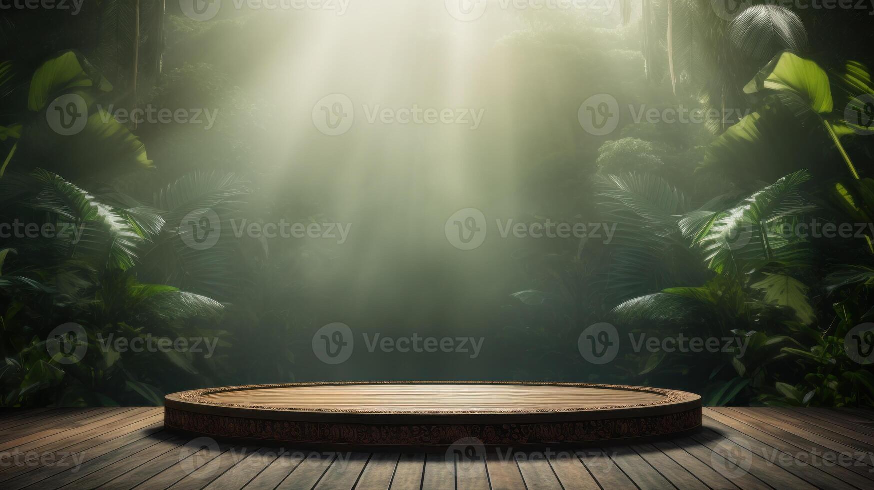 AI generated Mystical Stage in Rainforest Clearing photo