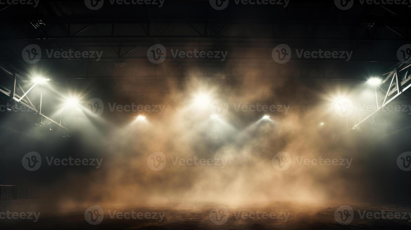 AI generated Dramatic Stadium Illumination Amidst Haze photo