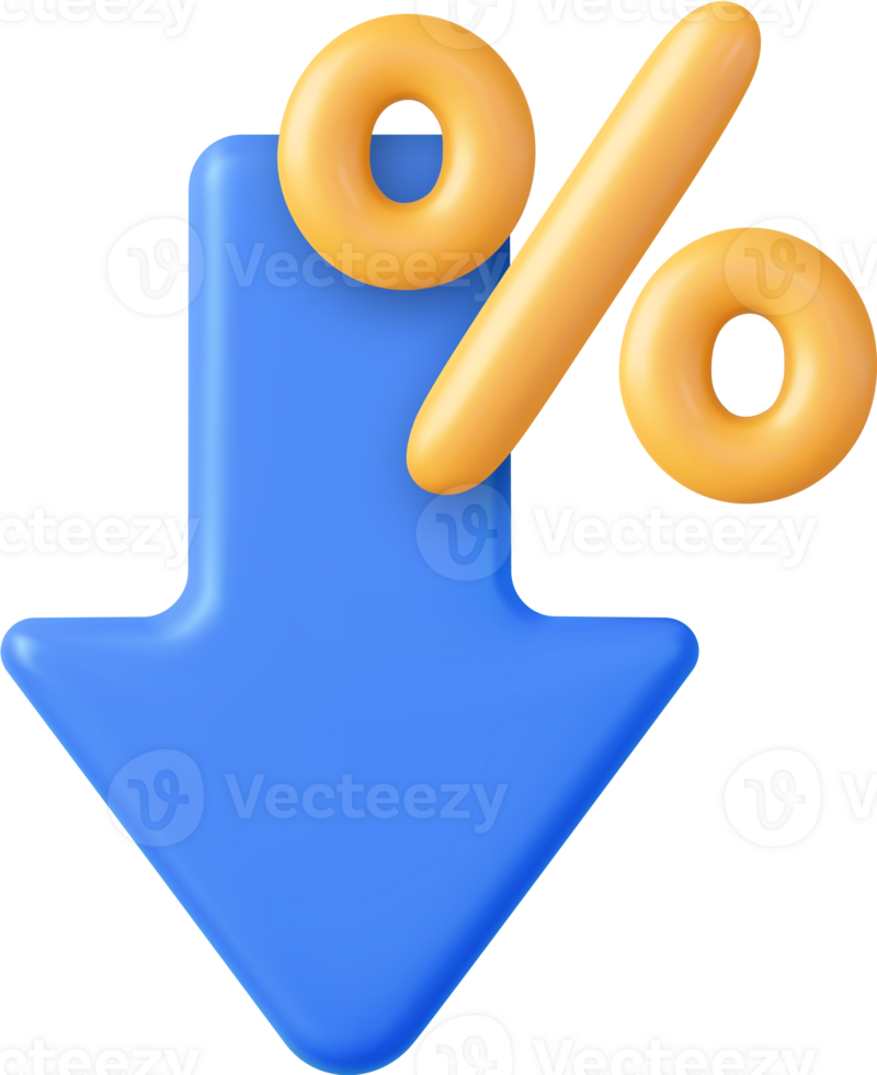 3d seta com percentagem símbolo png