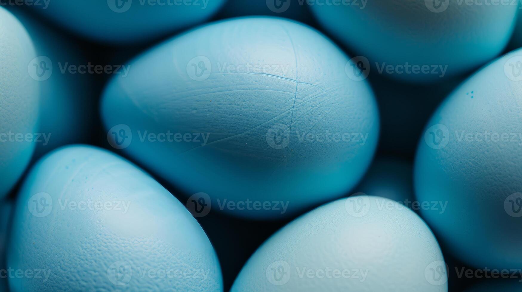 AI generated Blue painted Easter eggs are neatly arranged in a nest. Perfect for Easter-themed designs and decorations photo