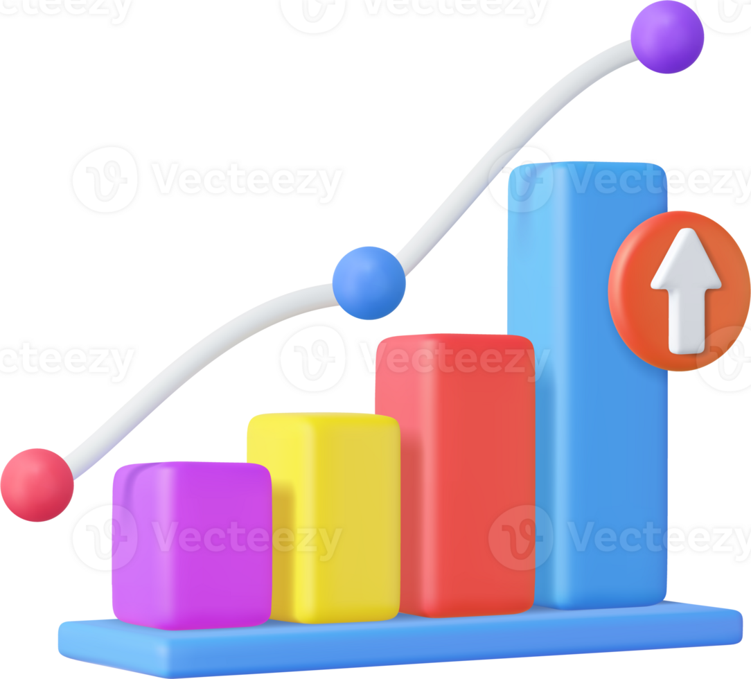 3d Business bar graph strategy concept png