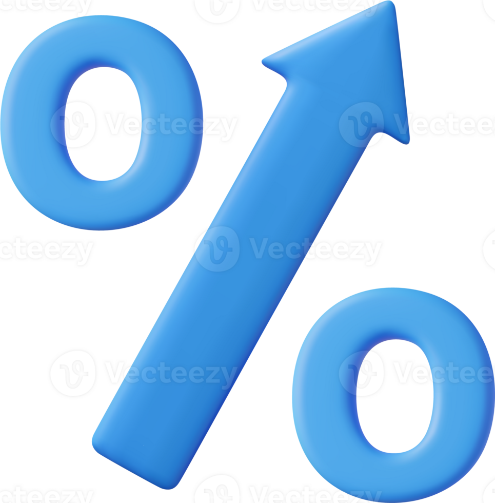 3d Percent rise arrow icon. png