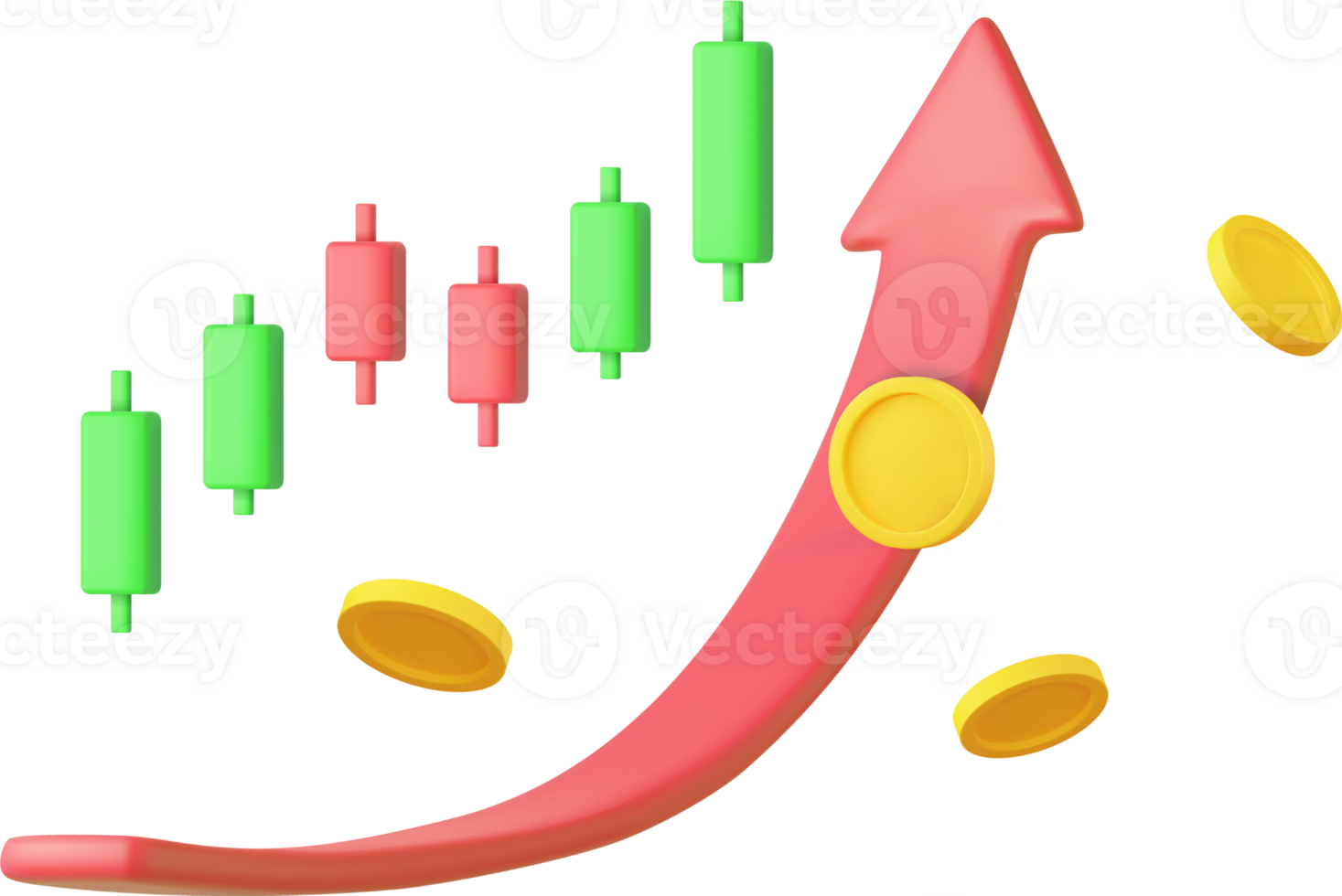 3d Growth stock diagram financial graph. png